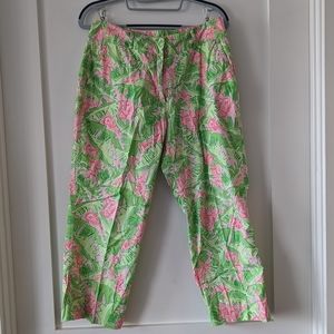 Lilly Pulitzer Musical Monkey Capri Pant | size 8 | green pink